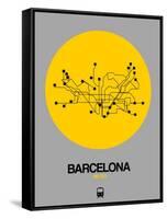 Barcelona Yellow Subway Map-NaxArt-Framed Stretched Canvas