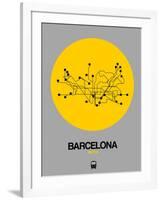 Barcelona Yellow Subway Map-NaxArt-Framed Art Print