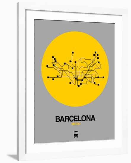 Barcelona Yellow Subway Map-NaxArt-Framed Art Print