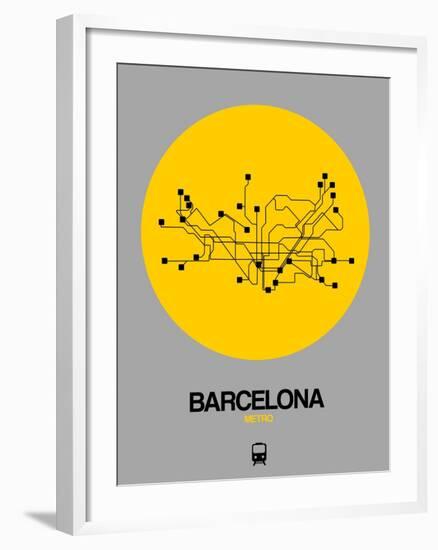 Barcelona Yellow Subway Map-NaxArt-Framed Art Print