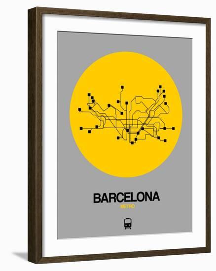 Barcelona Yellow Subway Map-NaxArt-Framed Art Print