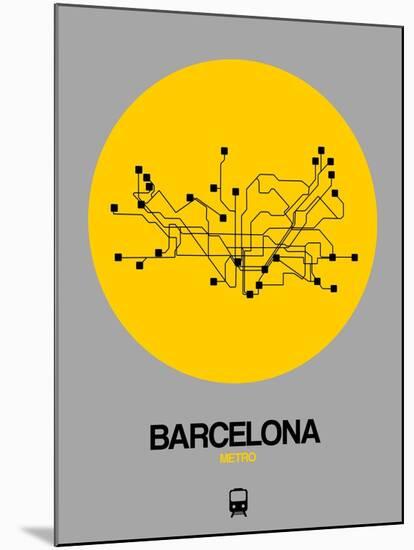 Barcelona Yellow Subway Map-NaxArt-Mounted Art Print