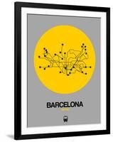 Barcelona Yellow Subway Map-NaxArt-Framed Art Print