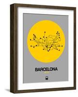 Barcelona Yellow Subway Map-NaxArt-Framed Art Print