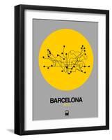 Barcelona Yellow Subway Map-NaxArt-Framed Art Print