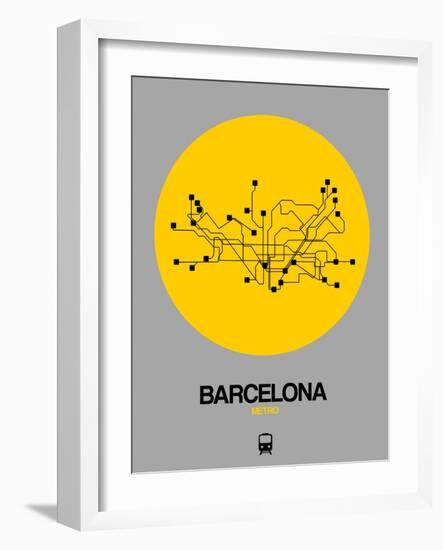 Barcelona Yellow Subway Map-NaxArt-Framed Art Print