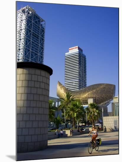 Barceloneta Beach and Port Olimpic with Frank Gehry Sculpture, Barcelona, Spain-Carlos Sanchez Pereyra-Mounted Photographic Print