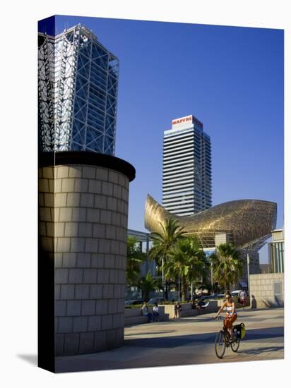 Barceloneta Beach and Port Olimpic with Frank Gehry Sculpture, Barcelona, Spain-Carlos Sanchez Pereyra-Stretched Canvas