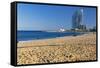 Barceloneta Beach Scenic-George Oze-Framed Stretched Canvas