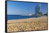 Barceloneta Beach Scenic-George Oze-Framed Stretched Canvas