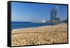 Barceloneta Beach Scenic-George Oze-Framed Stretched Canvas