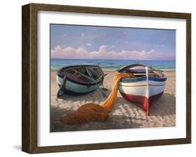 Barche sulla spiaggia-Adriano Galasso-Framed Art Print