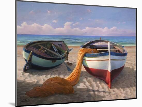 Barche sulla spiaggia-Adriano Galasso-Mounted Art Print