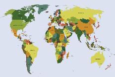 Colorful World Political Map with Clearly Labeled, Separated Layers. Vector Illustration.-Bardocz Peter-Stretched Canvas