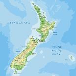 High Detailed New Zealand Physical Map with Labeling.-BardoczPeter-Mounted Photographic Print