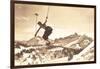 Bare-Chested Airborne Skier-null-Framed Art Print