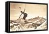 Bare-Chested Airborne Skier-null-Framed Stretched Canvas