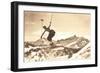 Bare-Chested Airborne Skier-null-Framed Art Print