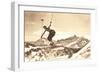 Bare-Chested Airborne Skier-null-Framed Art Print