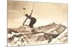 Bare-Chested Airborne Skier-null-Mounted Premium Giclee Print