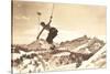 Bare-Chested Airborne Skier-null-Stretched Canvas