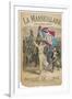 Bare Chested Marianne Raises Her Sword and Rebublican Flag and Leads the French Army-null-Framed Premium Giclee Print