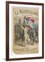 Bare Chested Marianne Raises Her Sword and Rebublican Flag and Leads the French Army-null-Framed Premium Giclee Print