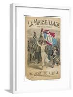 Bare Chested Marianne Raises Her Sword and Rebublican Flag and Leads the French Army-null-Framed Art Print