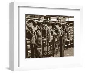 Bareback Saddles-Barry Hart-Framed Art Print