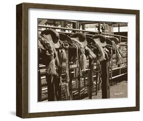 Bareback Saddles-Barry Hart-Framed Art Print