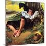 Barefoot Boy Daydreaming-Norman Rockwell-Mounted Giclee Print