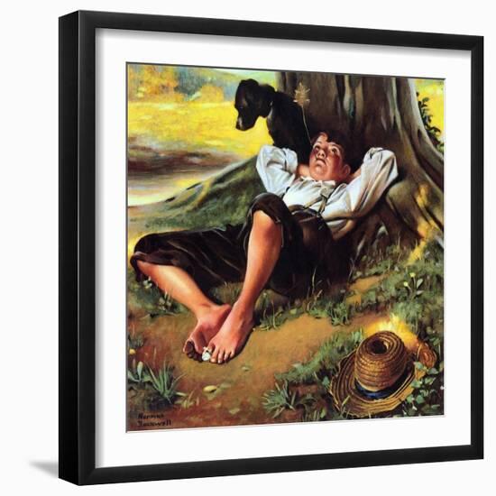 Barefoot Boy Daydreaming-Norman Rockwell-Framed Giclee Print