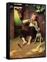 Barefoot Boy Playing Flute-Norman Rockwell-Framed Stretched Canvas