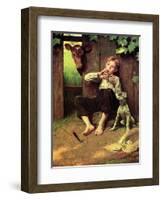 Barefoot Boy Playing Flute-Norman Rockwell-Framed Giclee Print