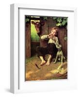 Barefoot Boy Playing Flute-Norman Rockwell-Framed Giclee Print