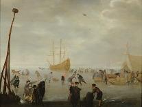 Skaters and Kolf Players Outside the City Walls of Kampen-Barent Avercamp-Giclee Print