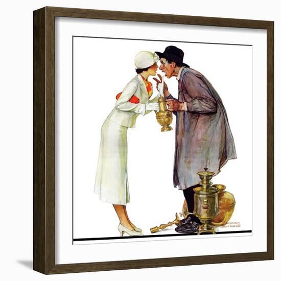"Bargaining with Antique Dealer", May 19,1934-Norman Rockwell-Framed Premium Giclee Print