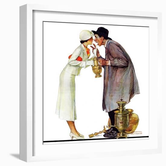 "Bargaining with Antique Dealer", May 19,1934-Norman Rockwell-Framed Premium Giclee Print