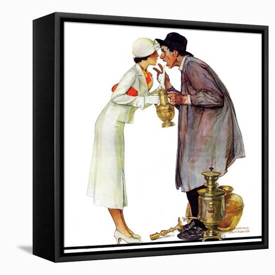 "Bargaining with Antique Dealer", May 19,1934-Norman Rockwell-Framed Stretched Canvas