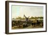 Barge at the Quay (Oil on Canvas)-Stanislas Victor Edouard Lepine-Framed Giclee Print