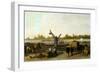 Barge at the Quay (Oil on Canvas)-Stanislas Victor Edouard Lepine-Framed Giclee Print