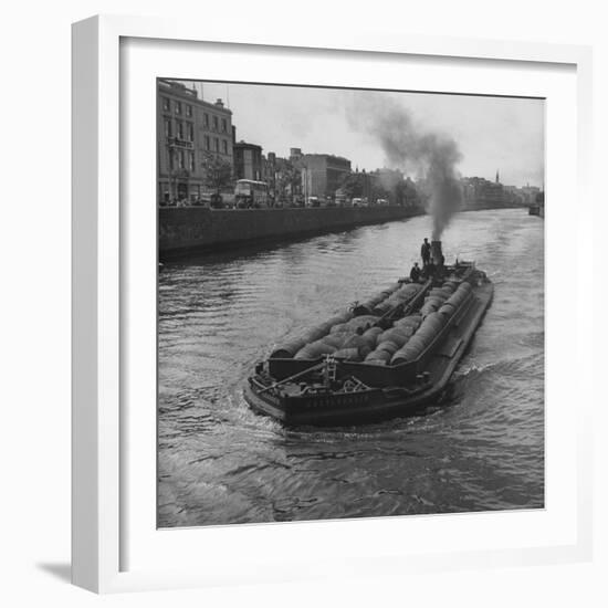 Barge "Castlenock", the "Guinness Navy", Sailing Down River Liffey with Hogsheads of Guinness Stout-David Scherman-Framed Photographic Print