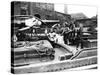 Barge Family on a Dumpy Barge, London, C1905-null-Stretched Canvas