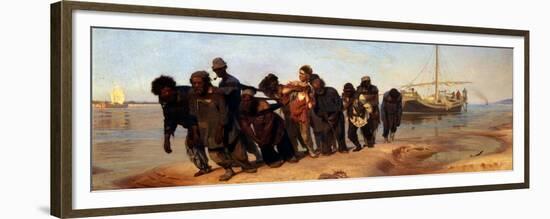 Barge Haulers on the Volga, 1872-1873-Ilya Yefimovich Repin-Framed Giclee Print