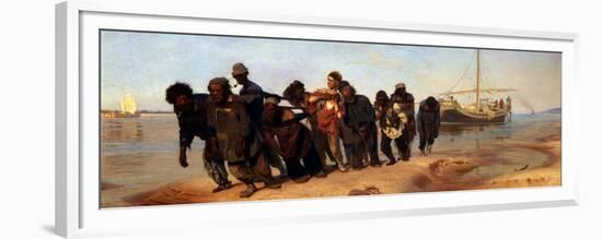 Barge Haulers on the Volga, 1872-1873-Ilya Yefimovich Repin-Framed Giclee Print