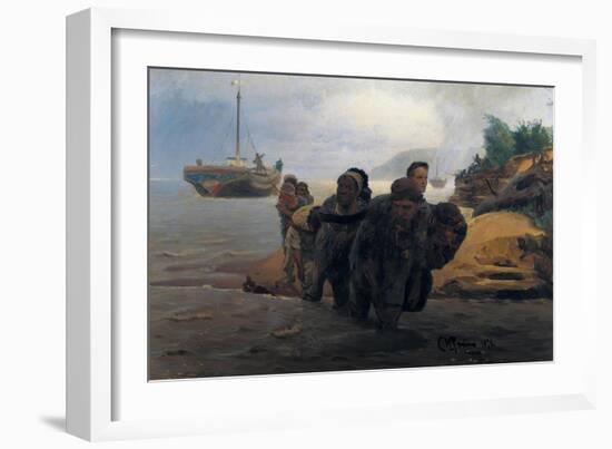 Barge Haulers Wading-Ilya Yefimovich Repin-Framed Art Print