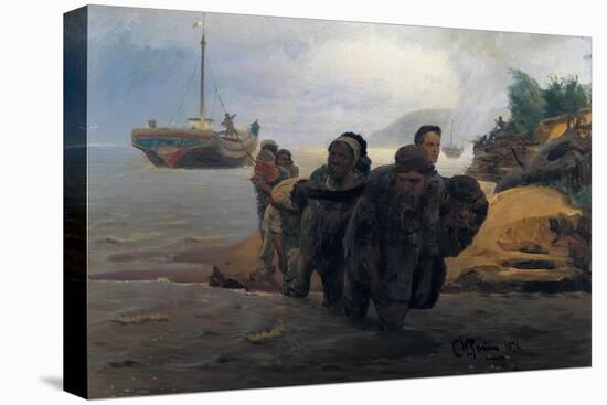 Barge Haulers Wading-Ilya Yefimovich Repin-Stretched Canvas