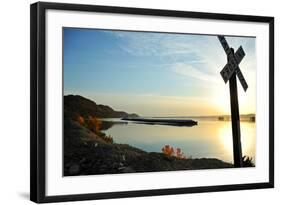 Barge in Mississippi River, Wisconsin, USA-null-Framed Photographic Print