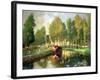 Barge on a River, Normandy-Rupert Charles Wolston Bunny-Framed Giclee Print