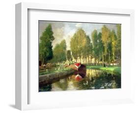 Barge on a River, Normandy-Rupert Charles Wolston Bunny-Framed Giclee Print